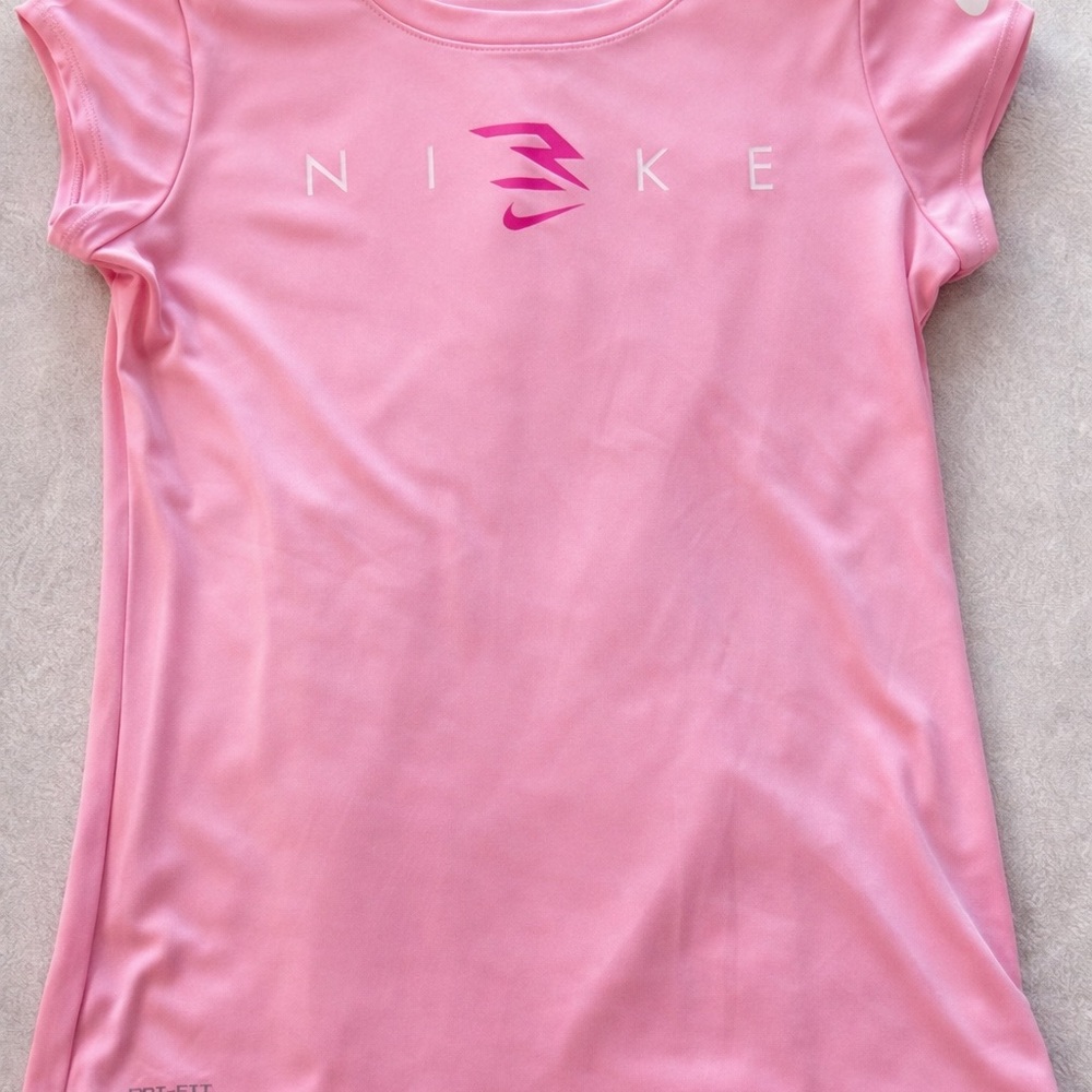 Nike Girls Pink Dri-Fit Athletic Tee | Youth Large |